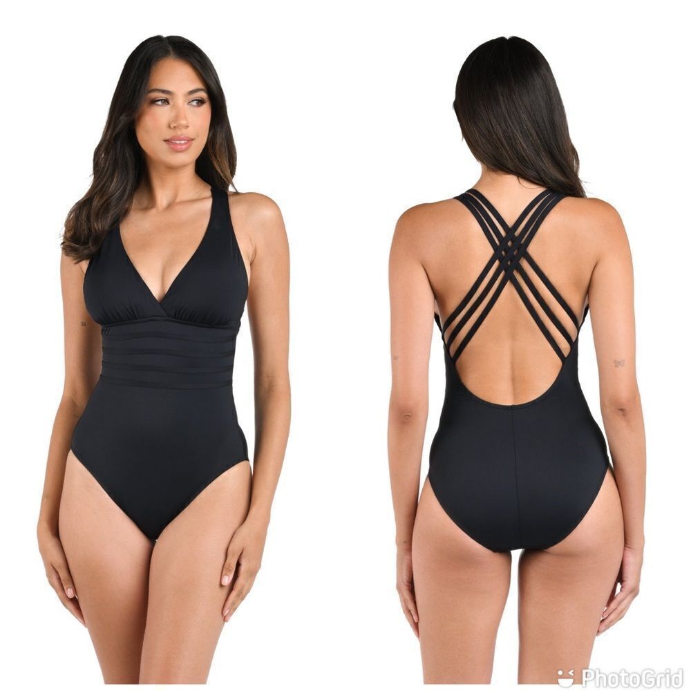 NWT La Blanca Island Goddess Multi Strap Mio One Piece Swimsuit